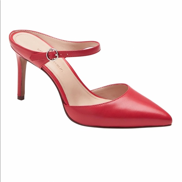 NWB Banana Republic Red Slip On Mule Pump Heel Holiday Shoe Sz 9 - Picture 10 of 14